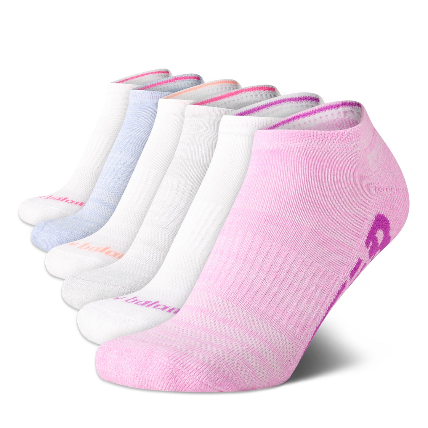 Peltz Shoes Women's New Balance Performance Lowcut Socks - 6 pairs Pink Multi NBW201LC10007