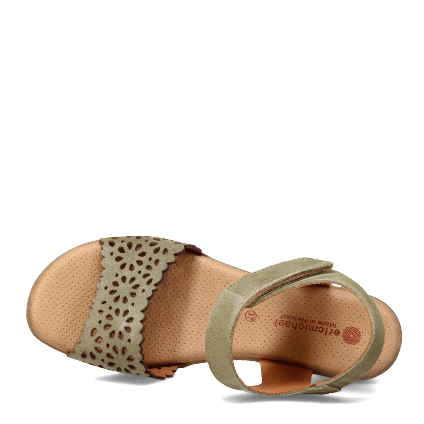 Peltz Shoes Women's Eric Michael Norah Sandal GREEN NUBUCK NORAH-GREEN