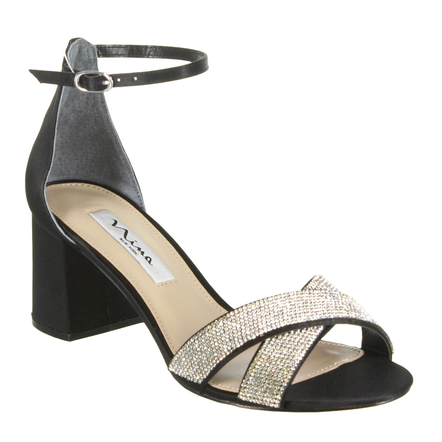 Peltz Shoes Women's Nina Nolita Sandal BLACK SATIN NOLITA BLACK