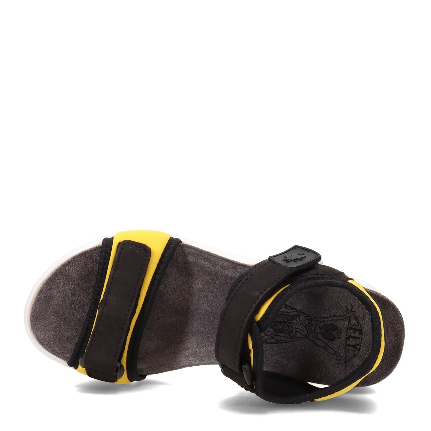 Peltz Shoes Women's Fly London Sigo Sandal BLACK YELLOW P144727-006