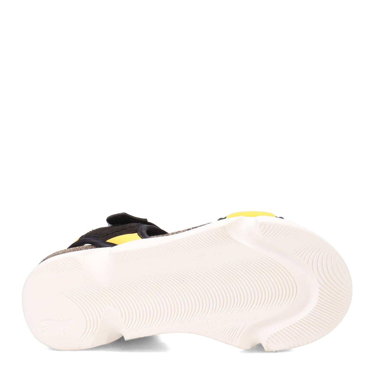 Peltz Shoes Women's Fly London Sigo Sandal BLACK YELLOW P144727-006