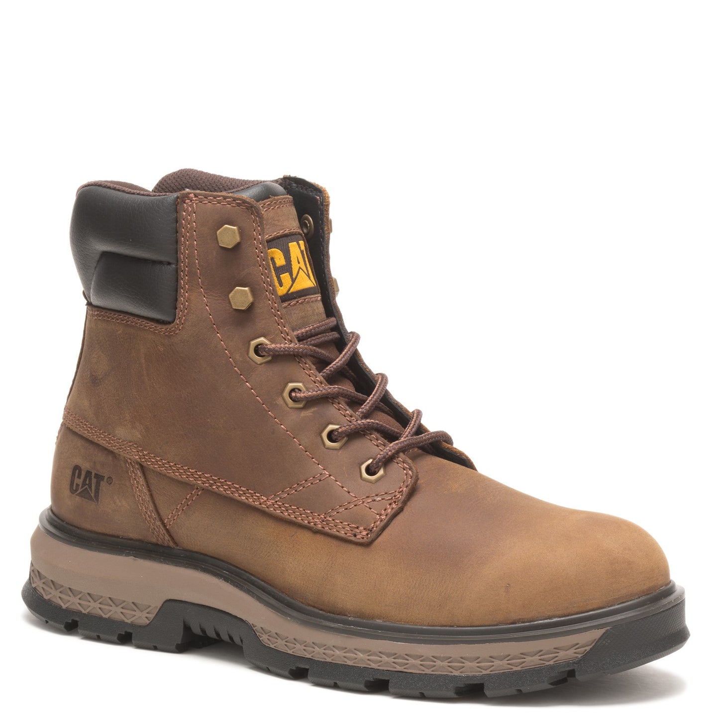 Peltz Shoes Men's Caterpillar Exposition Hiker 6in Soft Toe Work Boot BROWN P51059