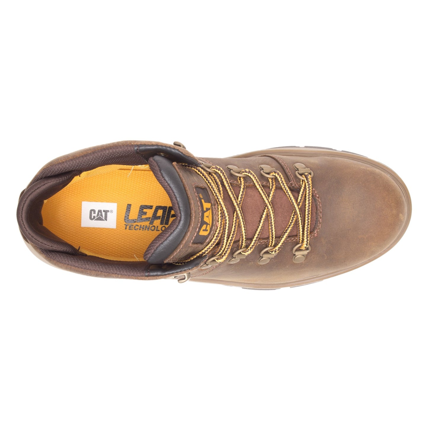 Peltz Shoes Men's Caterpillar Exposition Hiker WP Soft Toe Work Boot BROWN P51061