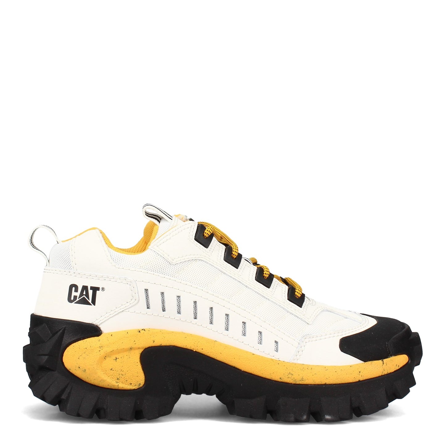 Peltz Shoes Unisex Caterpillar Intruder Trainer WHITE / YELLOW P723902
