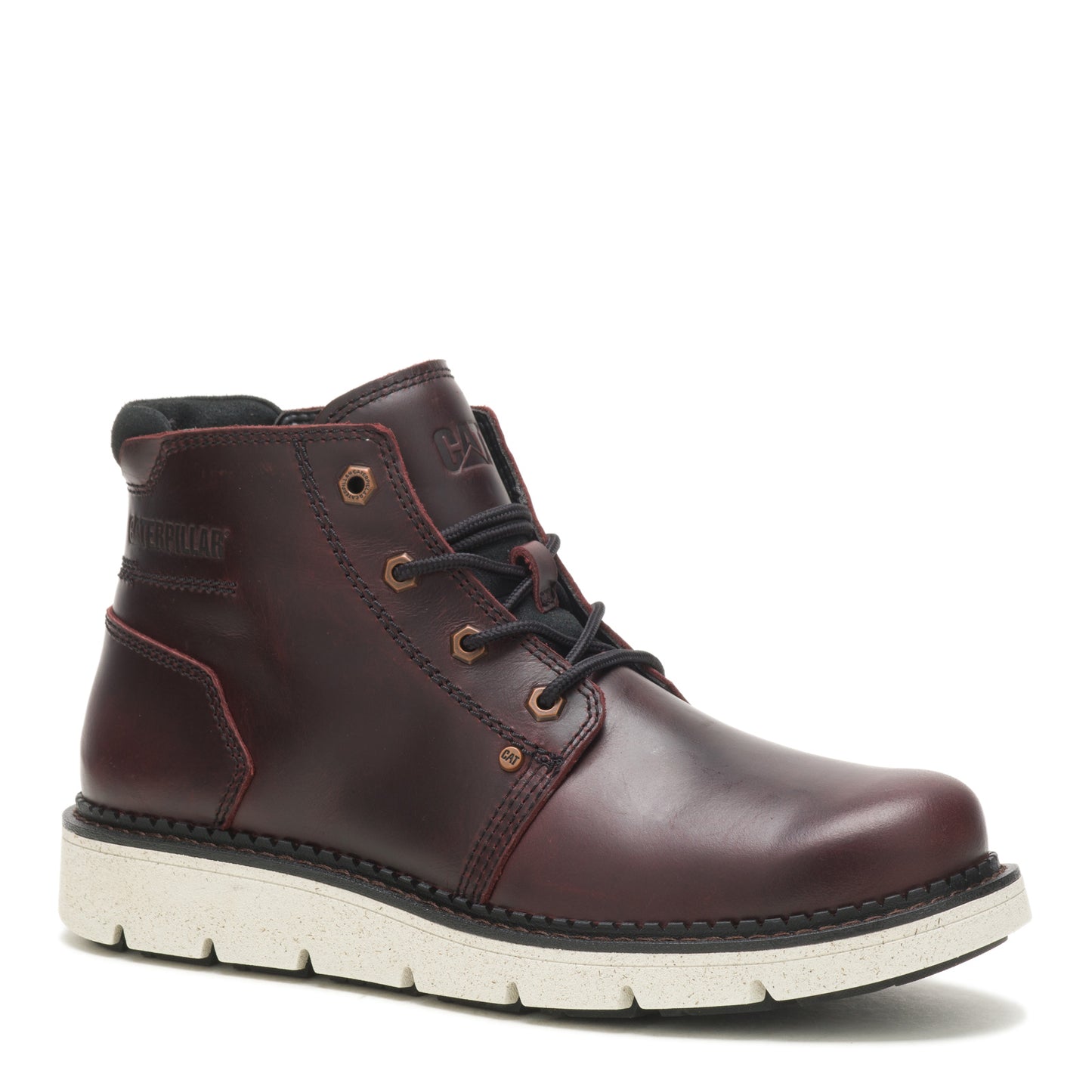Peltz Shoes Men's Caterpillar Covert Mid WP Work Boot OXBLOOD P725452