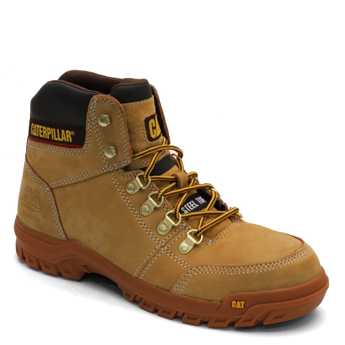 Peltz Shoes Men's Caterpillar Outline Steel Toe Work Boot HONEY P90801