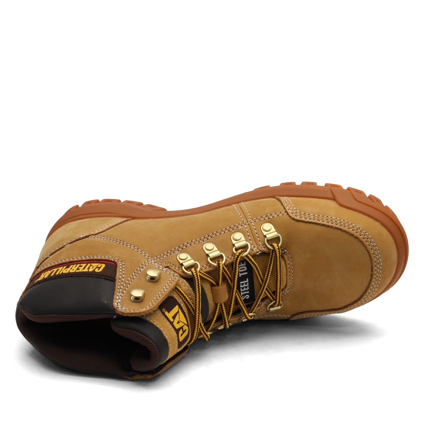 Peltz Shoes Men's Caterpillar Outline Steel Toe Work Boot HONEY P90801