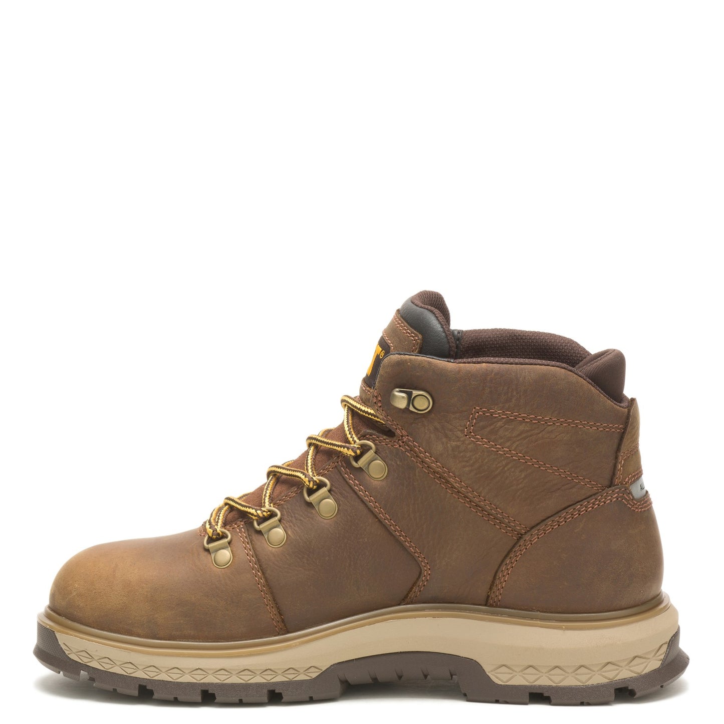 Peltz Shoes Men's Caterpillar Exposition Hiker WP Alloy Toe Work Boot BROWN P91370