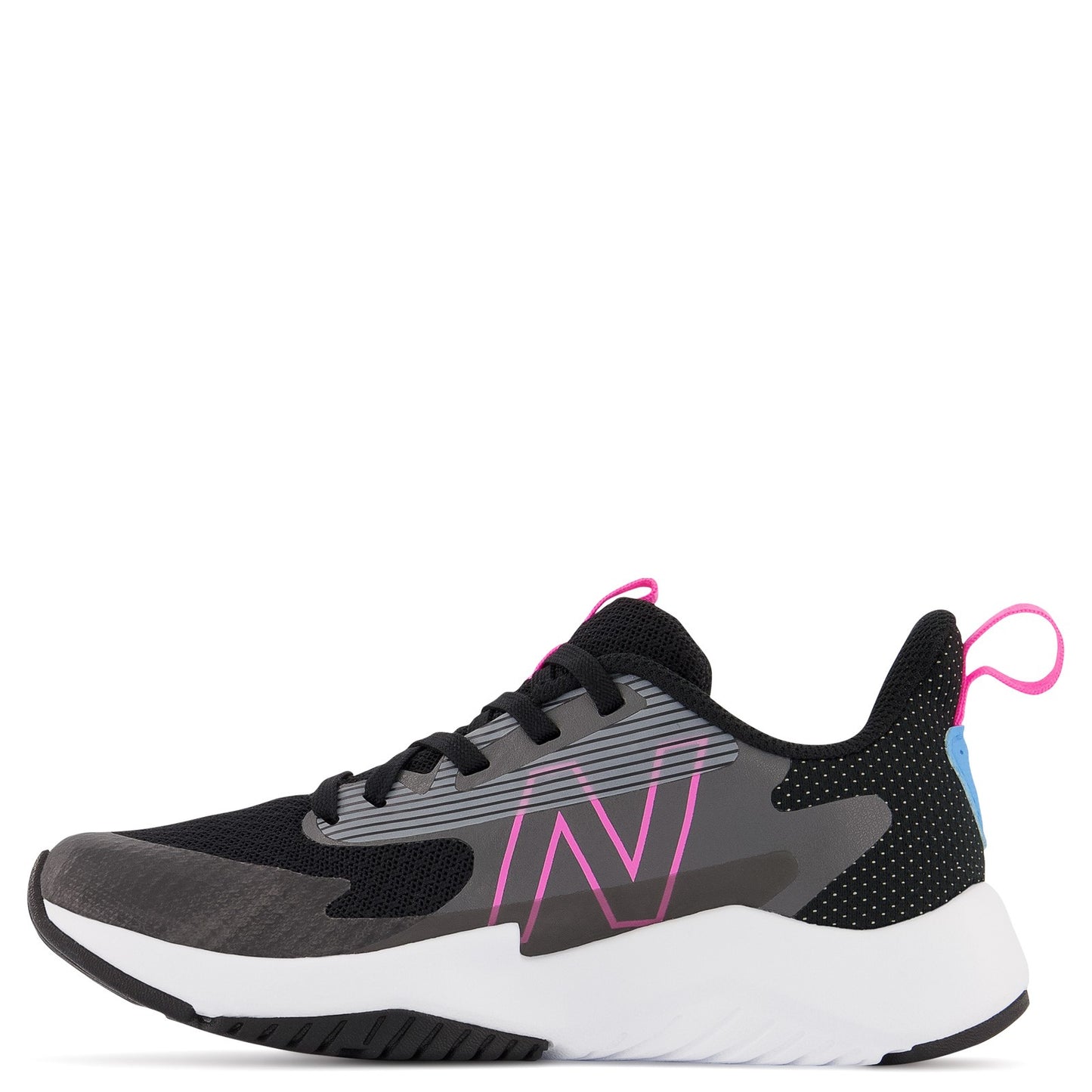 Peltz Shoes Girl's New Balance Rave Run v2 Sneaker - Little Kid BLACK PINK PKRAVBP2