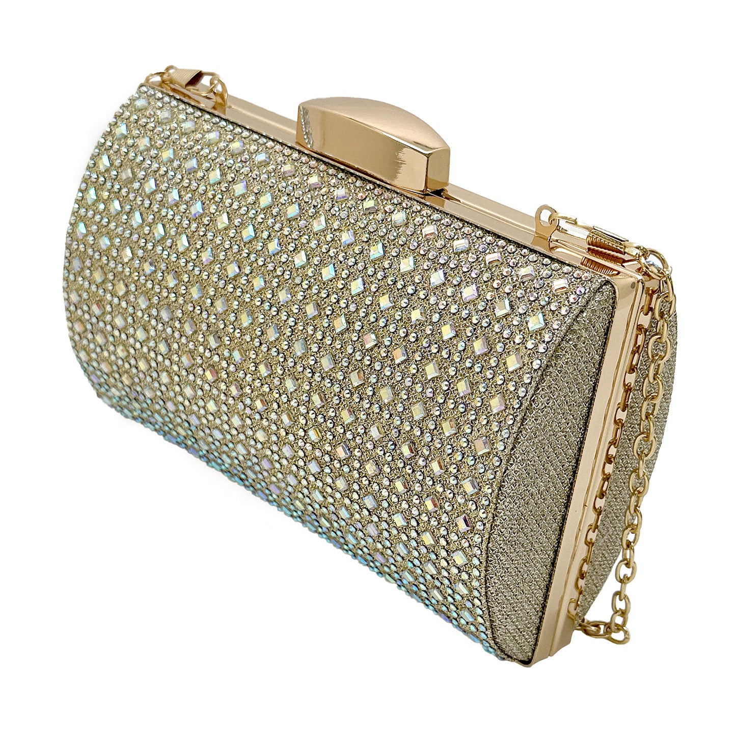 Peltz Shoes Women's La Regale Crystal Lattice Minaudiere GOLD RL40856-GOLD
