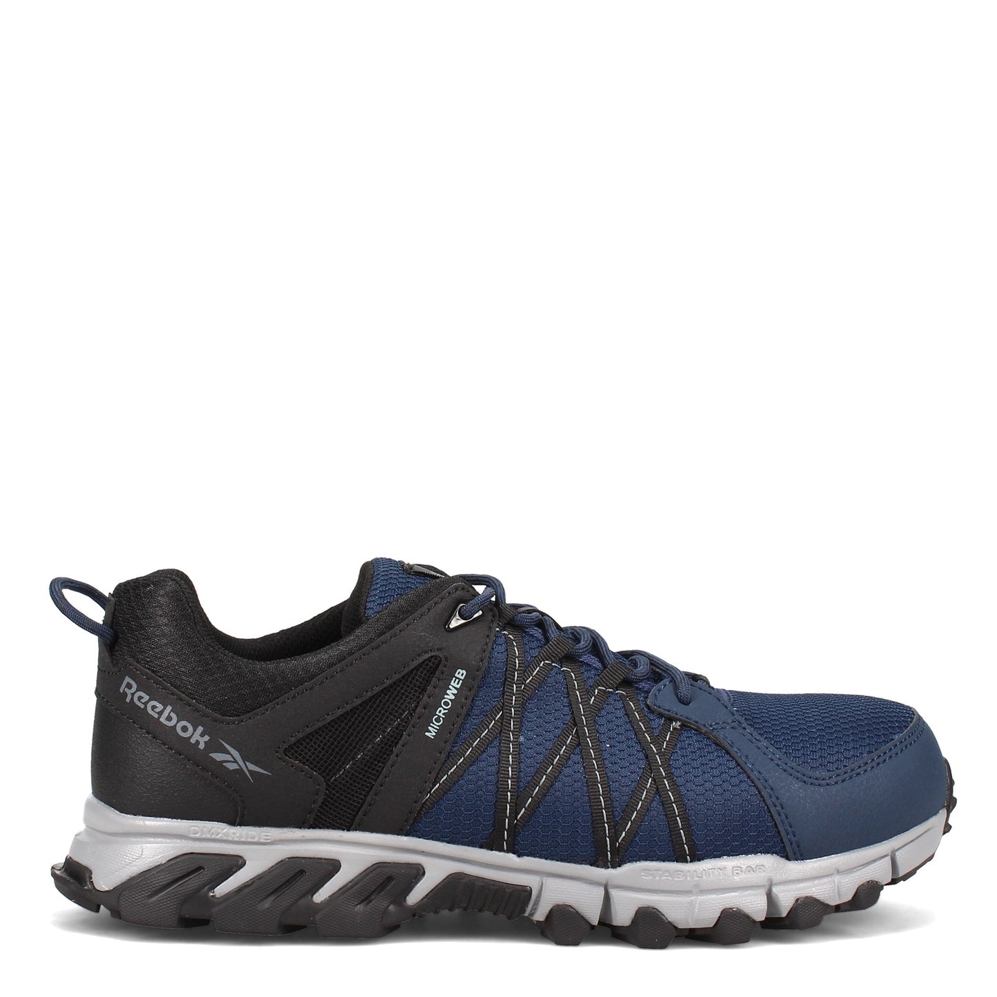 Peltz Shoes Men's Reebok Work Trail Grip Low Work Shoe Navy/Black/Grey RB3403