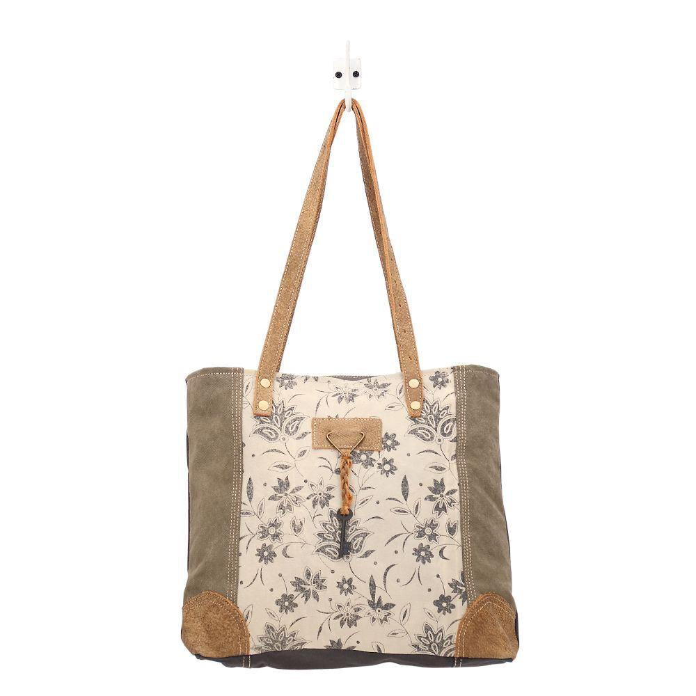 Peltz Shoes Myra Bag Unique Key Tote Bag GREY BEIGE S-1522