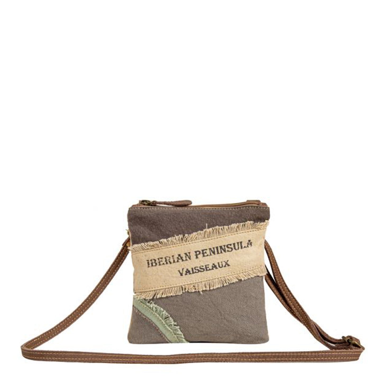 Peltz Shoes Myra Bag World Travels Small Crossbody Grey/Cream S-7888