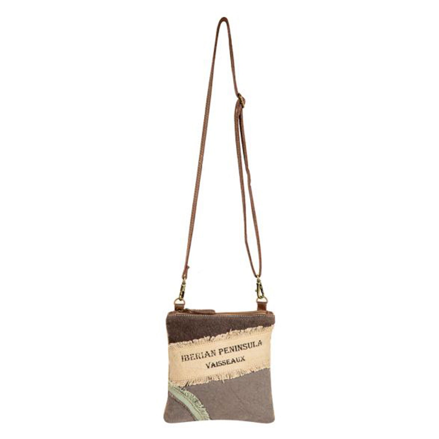 Peltz Shoes Myra Bag World Travels Small Crossbody Grey/Cream S-7888