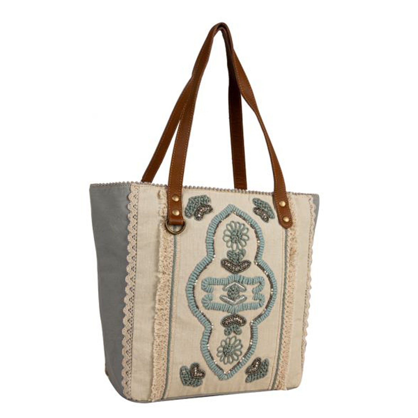 Peltz Shoes Myra Bag Willow Stream Tote Grey S-8182