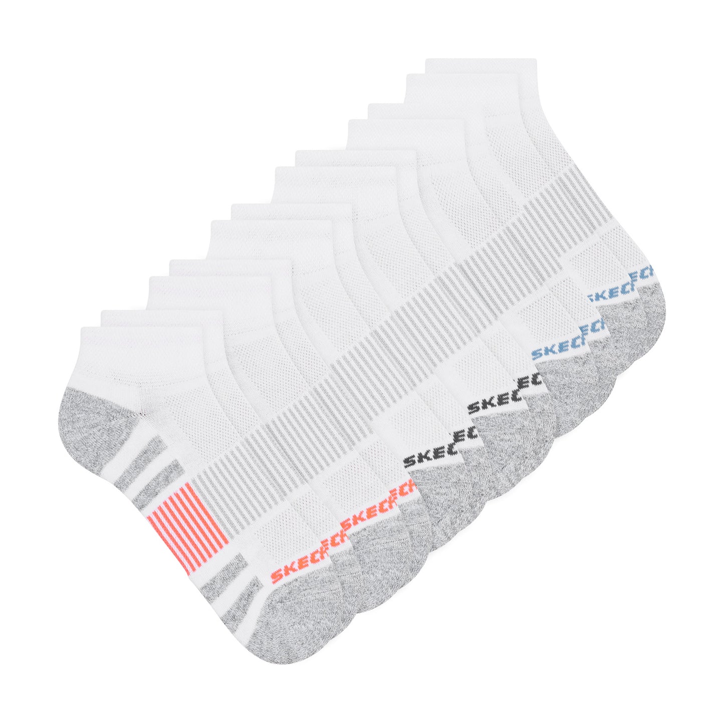 Peltz Shoes Women’s Skechers Quarter Socks – 6 Pair White Multi S113985-101