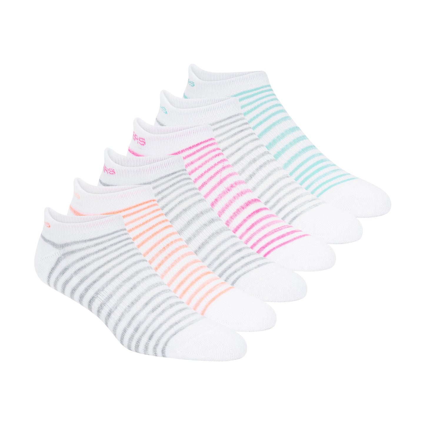 Peltz Shoes Women’s Skechers Low Cut Socks – 6 Pair White Multi S116095-102