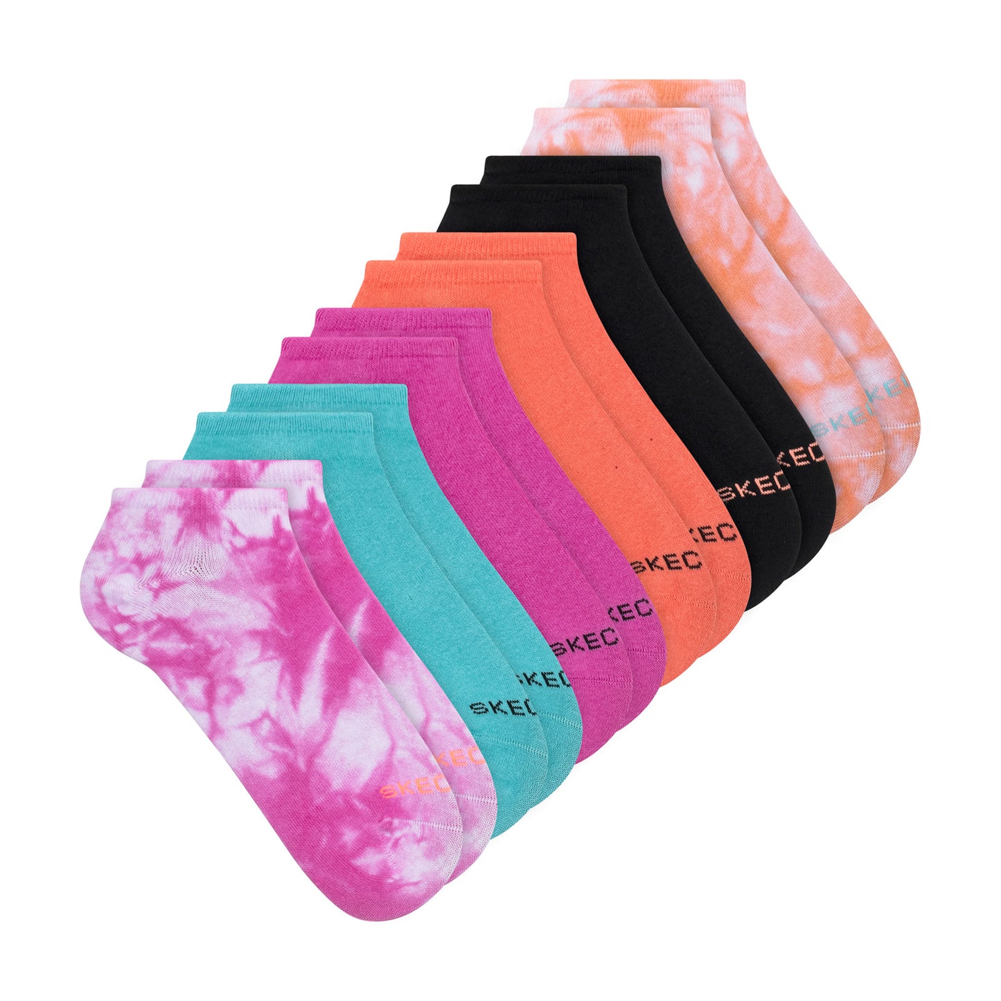 Peltz Shoes Women’s Skechers No Show Socks – 6 Pair Tie Dye S116986-690