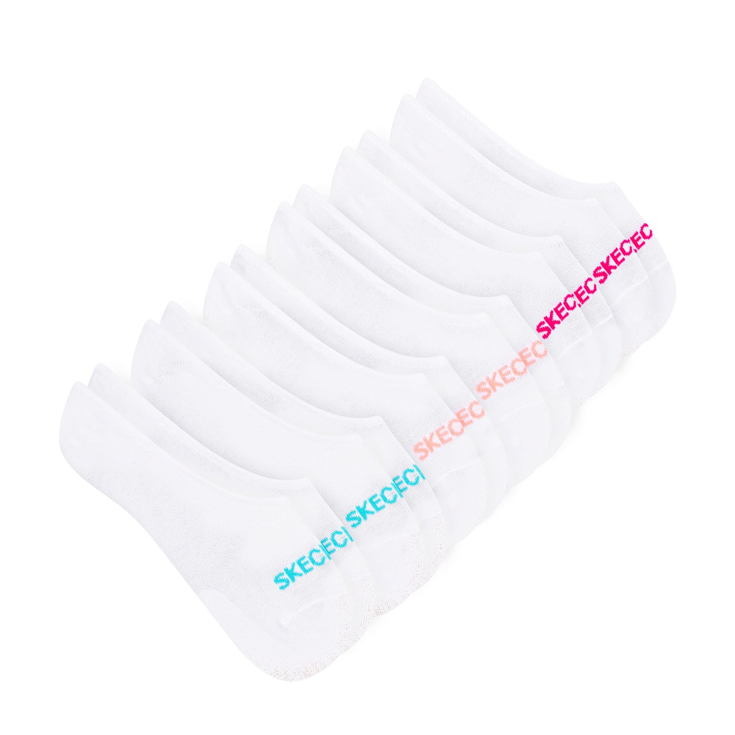 Peltz Shoes Women’s Skechers Liner Socks – 6 Pair White Multi S117840-114