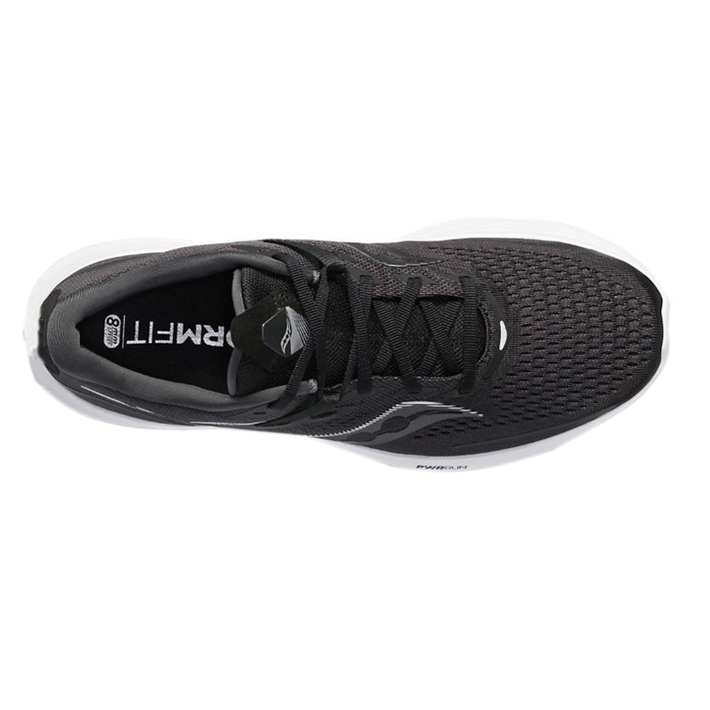Peltz Shoes Men's Saucony Ride 15 Running Shoe - Wide Width BLACK WHITE S20730-05