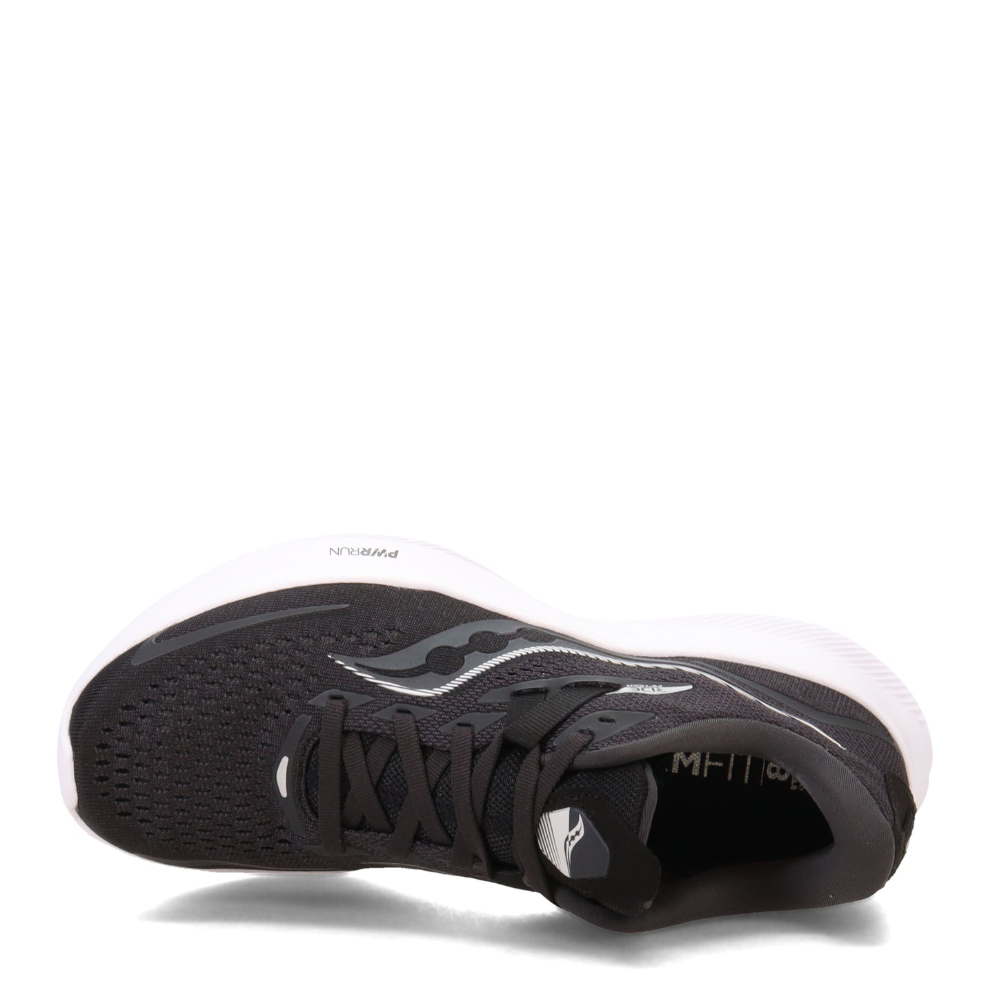 Peltz Shoes Men's Saucony Ride 15 Running Shoe - Wide Width BLACK WHITE S20730-05
