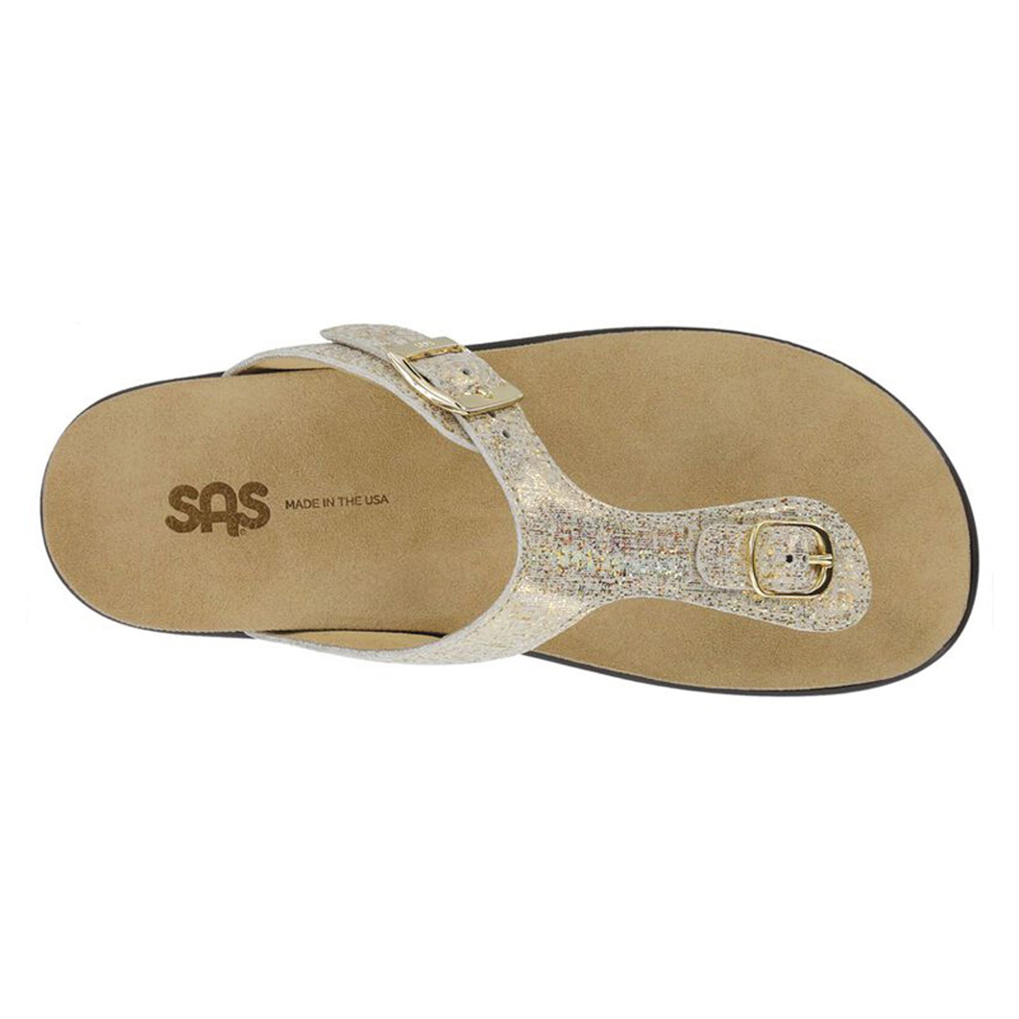 Peltz Shoes Women's SAS Sanibel Thong Sandal GOLD SHINY SANIBEL GOLD