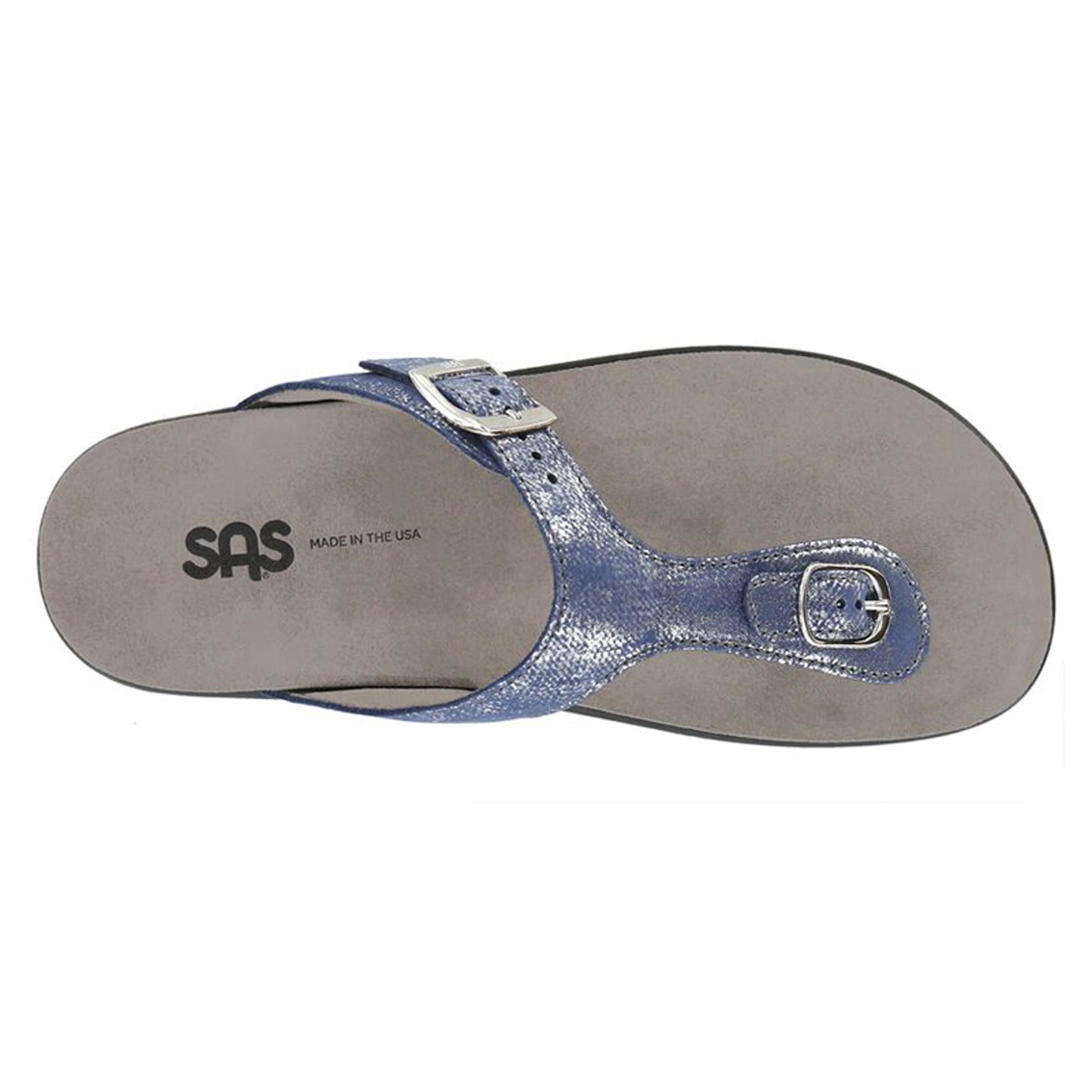 Peltz Shoes Women's SAS Sanibel Thong Sandal SILVER BLUE SANIBEL SILBLUE
