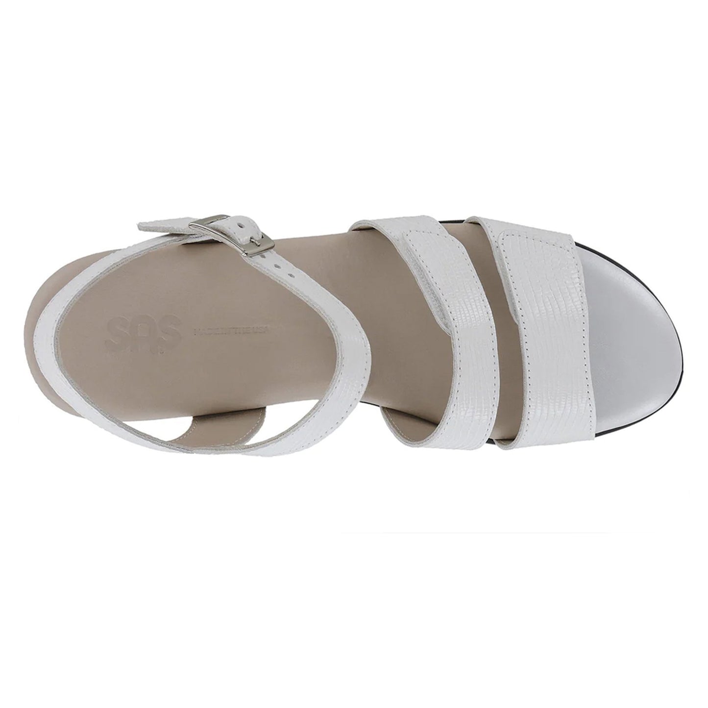 Peltz Shoes Women???s SAS Savanna Sandal WHITE LIZARD PRINT SAVANNA WHITE