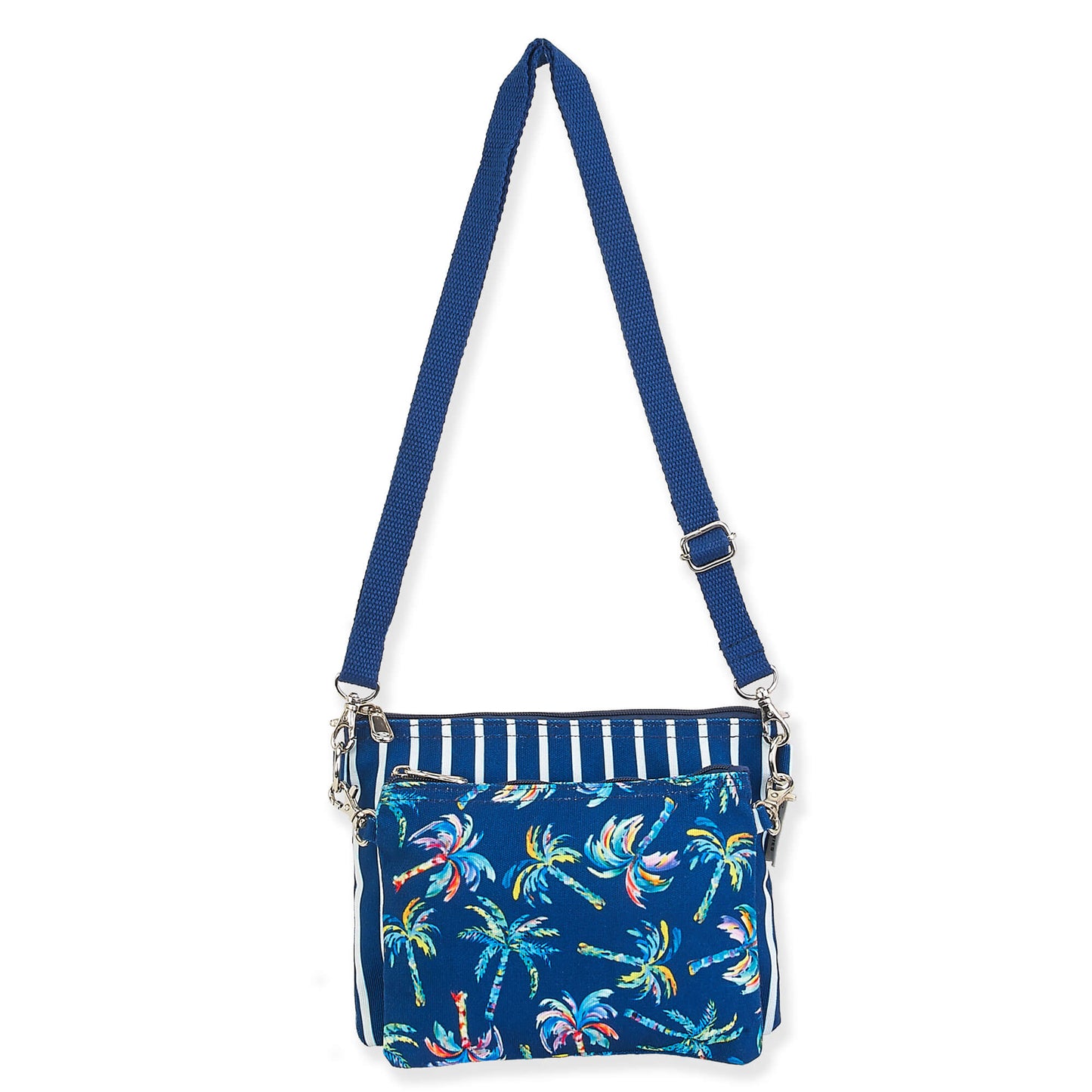 Peltz Shoes Women's Sun N Sand Funky Palms 2 Piece Crossbody BLUE SD4711