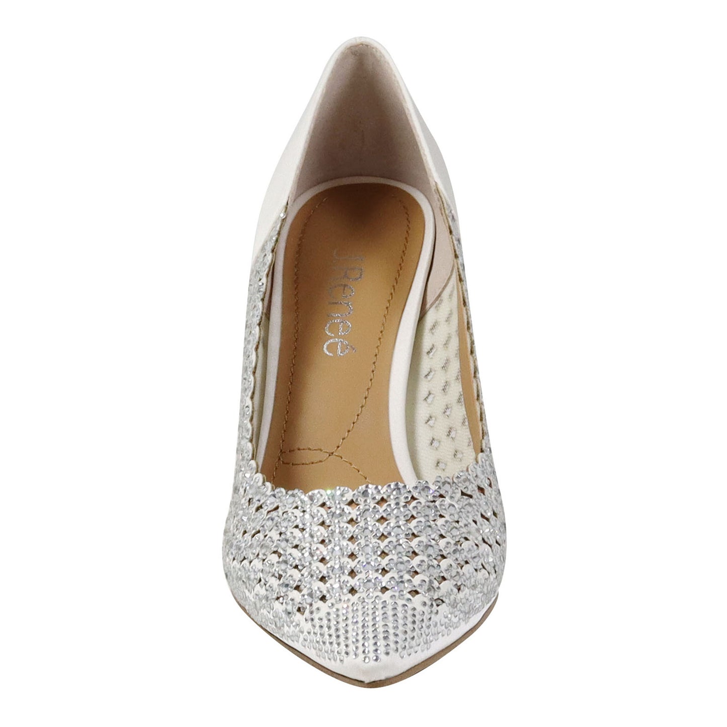 Peltz Shoes Women's J Renee Sesily Pump White Satin SESILY-SAWHT