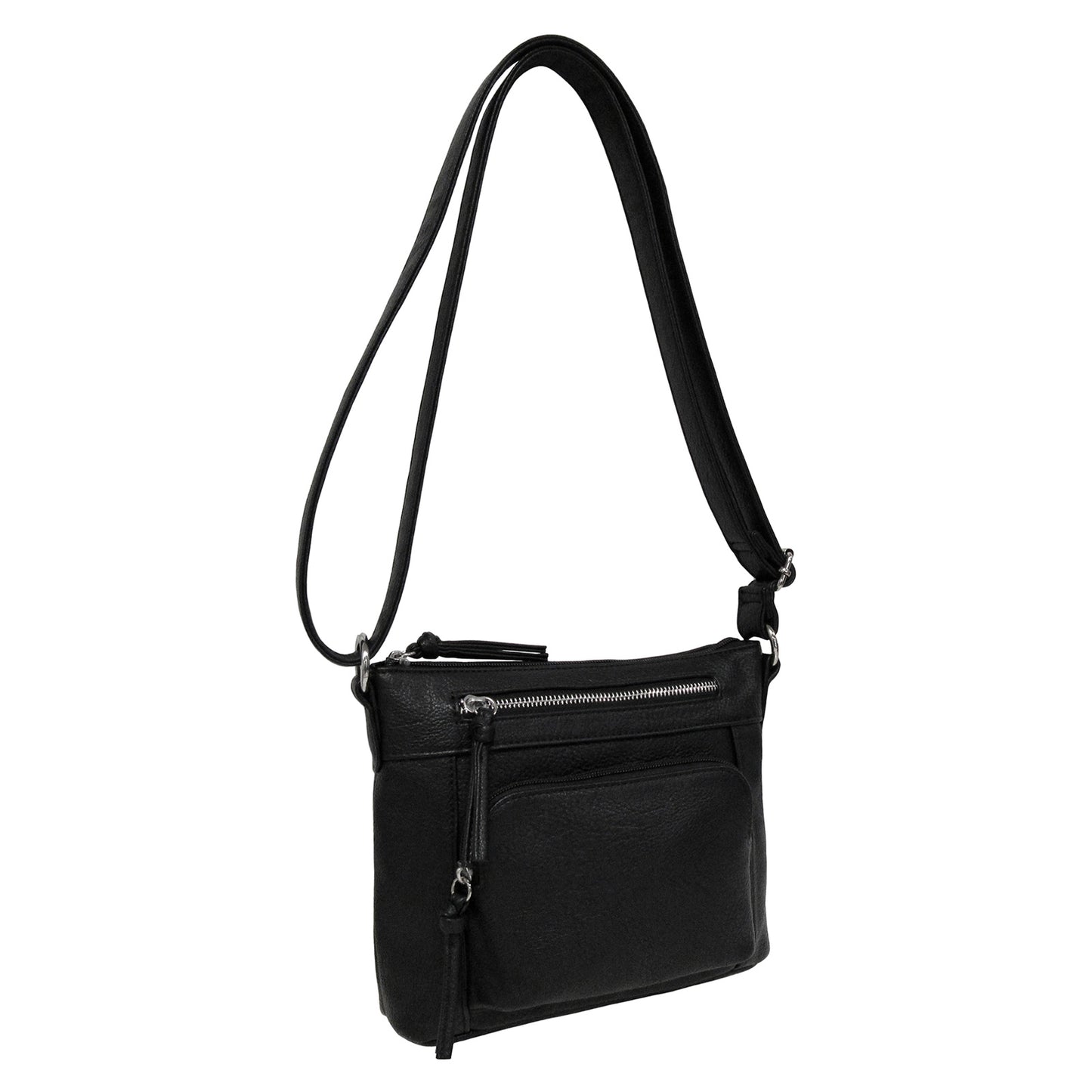 Peltz Shoes Women's Bueno Solono Wash Buckle Tab Crossbody Handbag BLACK SOL2192-001