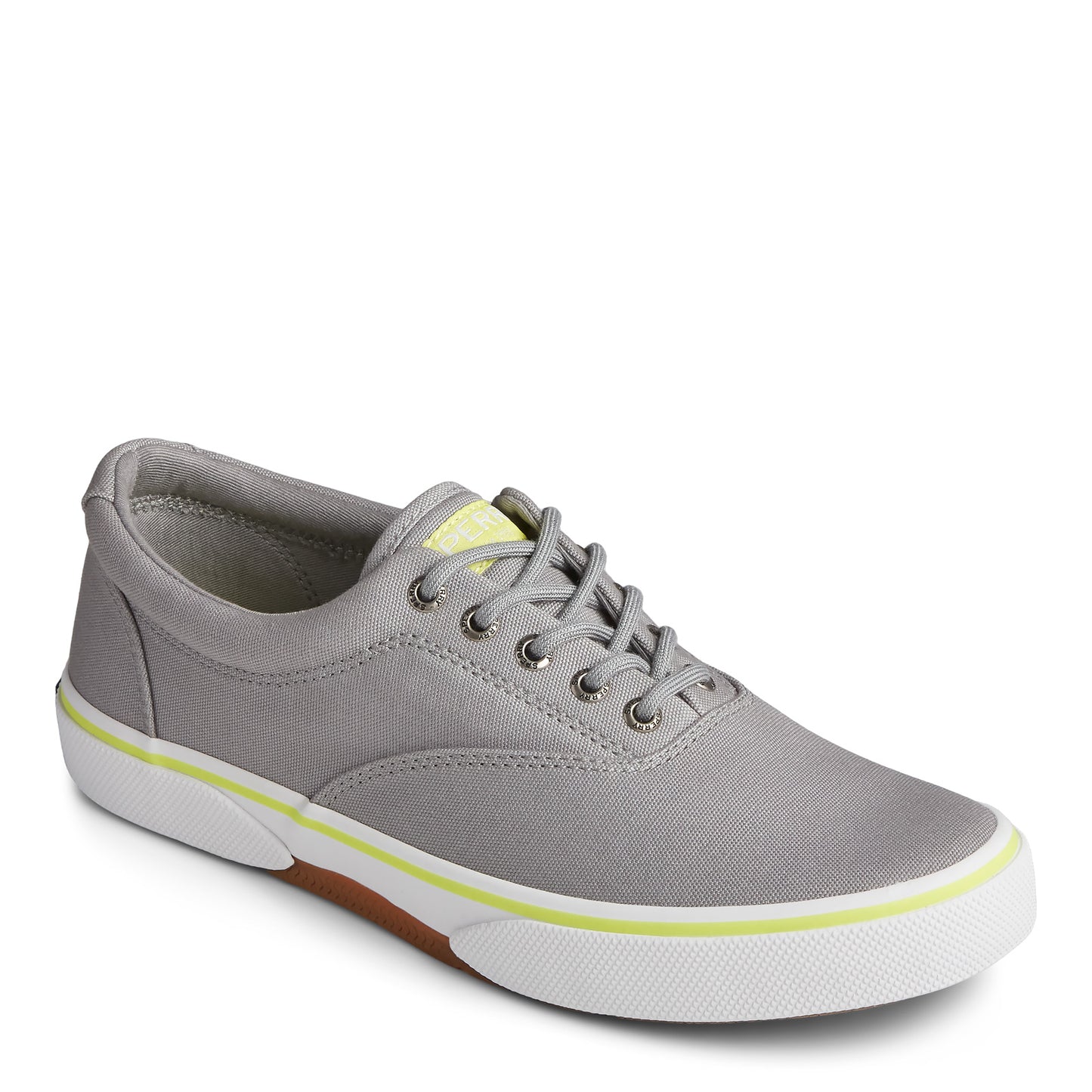 Peltz Shoes Men's Sperry Halyard CVO Sneaker NEON GREY YELLOW STS23042