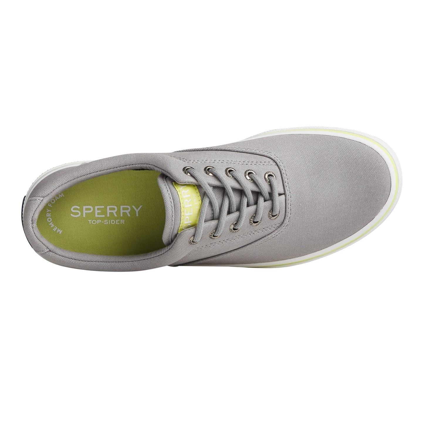 Peltz Shoes Men's Sperry Halyard CVO Sneaker NEON GREY YELLOW STS23042
