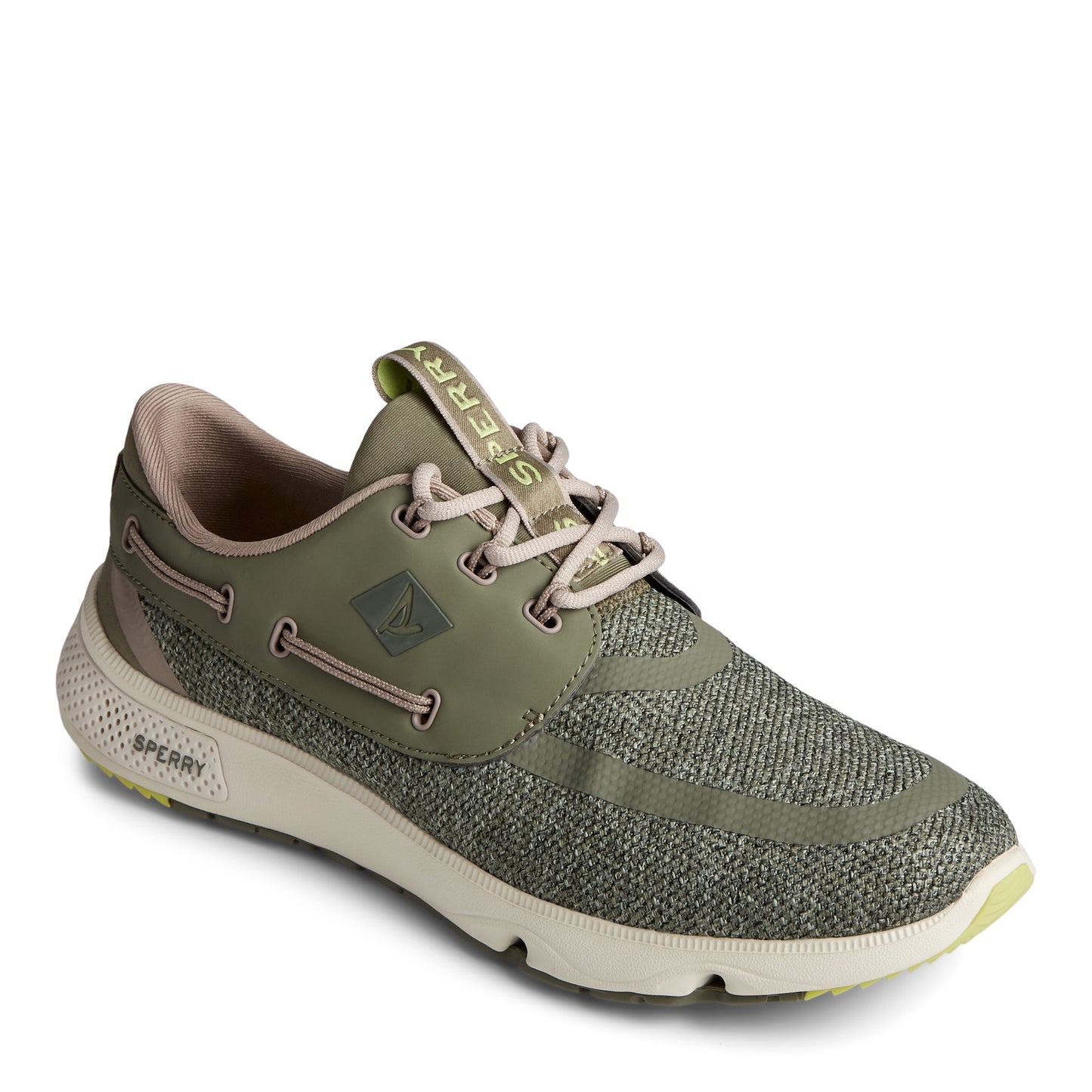 Peltz Shoes Men's Sperry 7 Seas 3 Eye Sneaker HEATHERED OLIVE STS23383