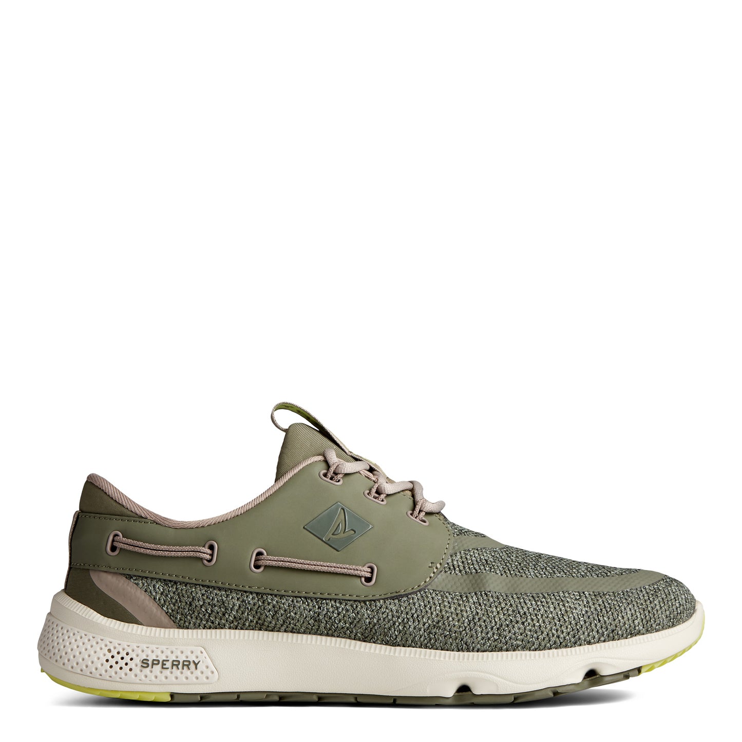 Peltz Shoes Men's Sperry 7 Seas 3 Eye Sneaker HEATHERED OLIVE STS23383