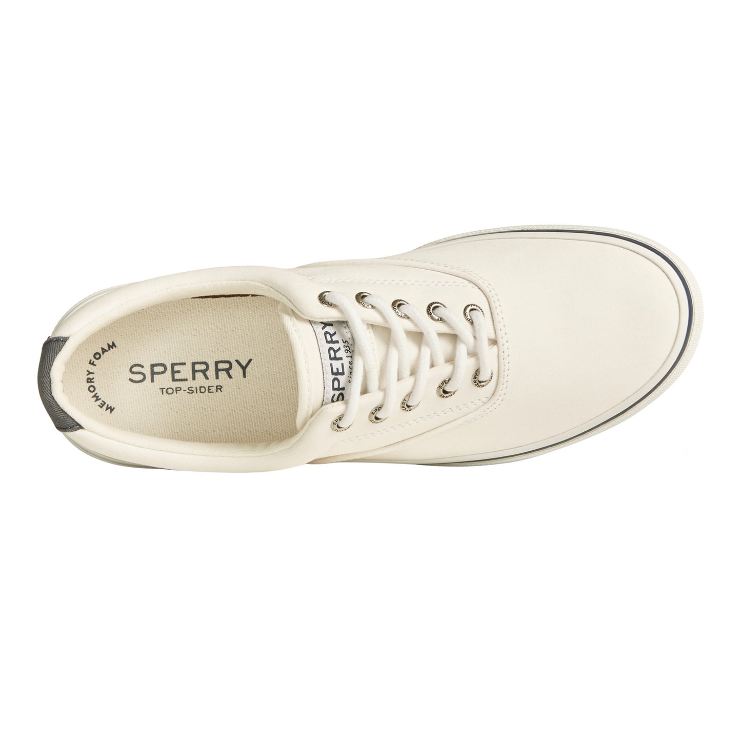 Peltz Shoes Men's Sperry Halyard CVO Sneaker WHITE TWILL STS23580