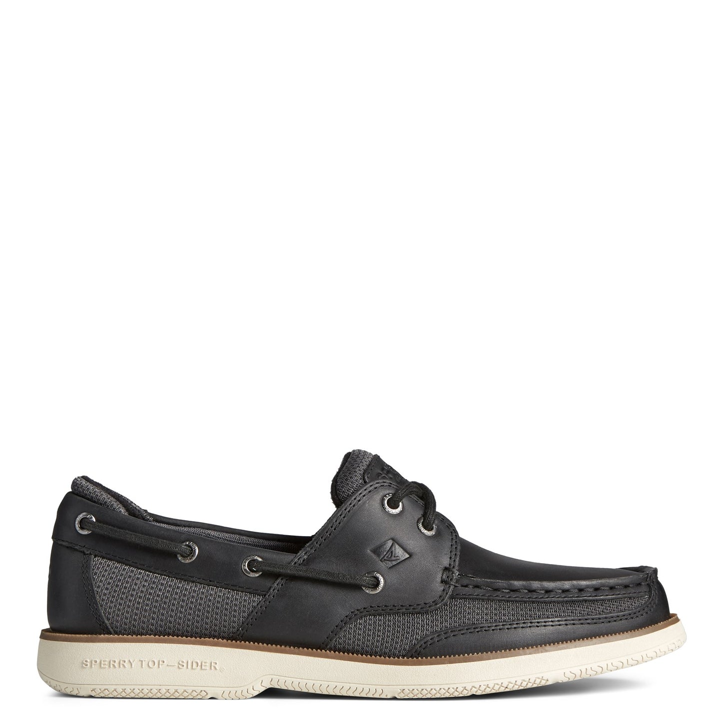 Peltz Shoes Men's Sperry Surveyor 2 Eye Boat Shoe BLACK STS23608