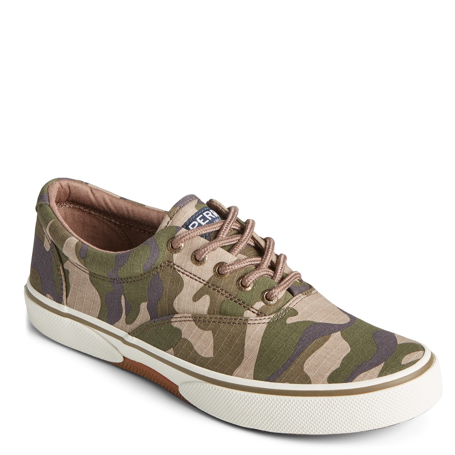 Peltz Shoes Men's Sperry Halyard CVO Sneaker Camo Tan STS23656