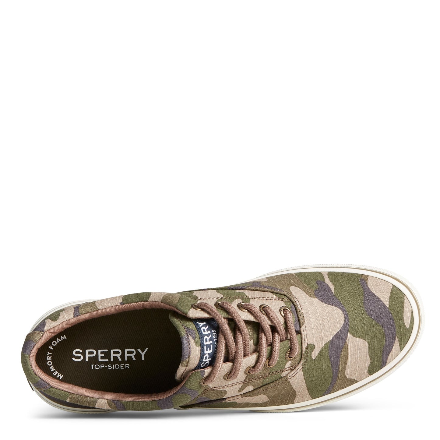 Peltz Shoes Men's Sperry Halyard CVO Sneaker Camo Tan STS23656