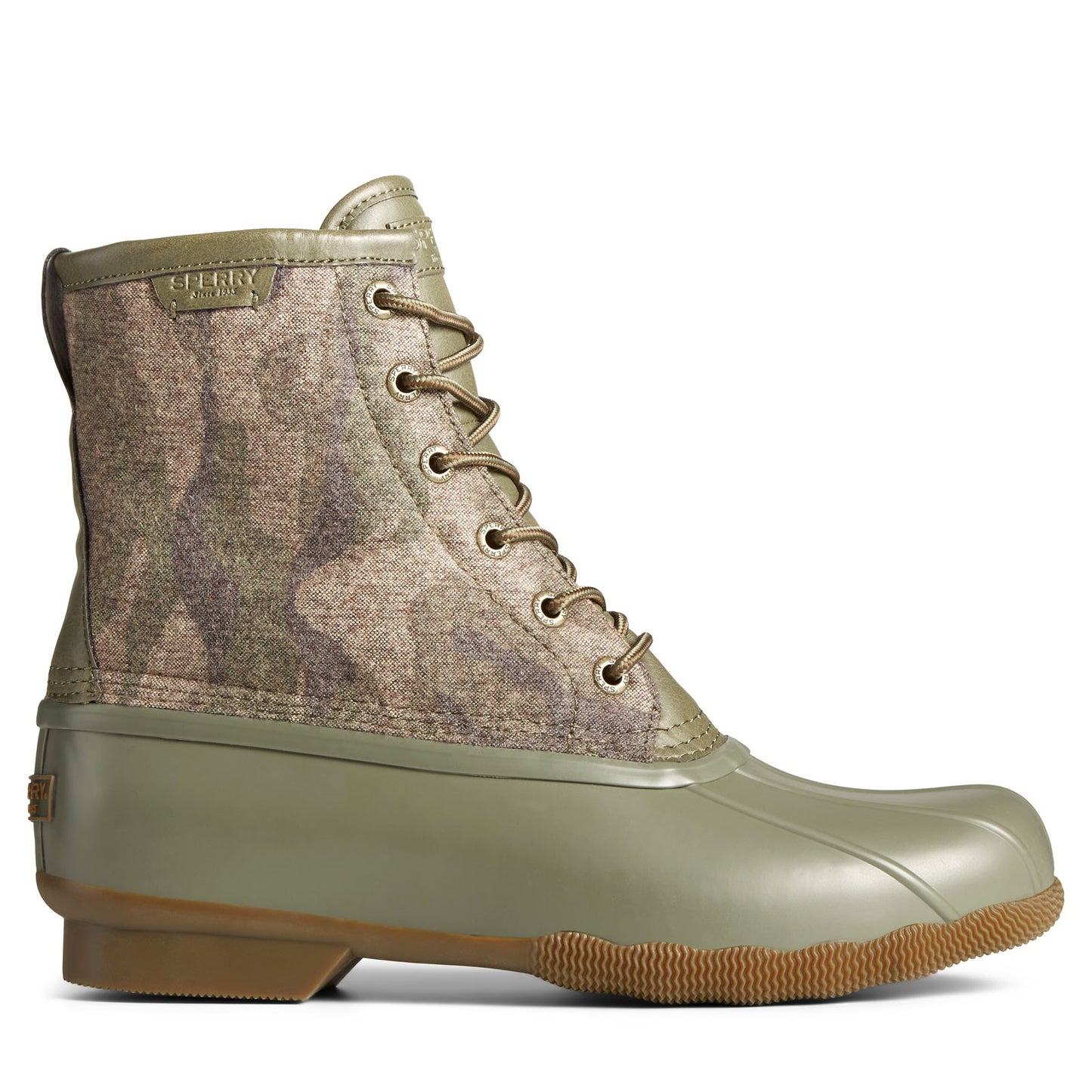 Peltz Shoes Men's Sperry Saltwater Rain Boot OLIVE CAMO STS23702