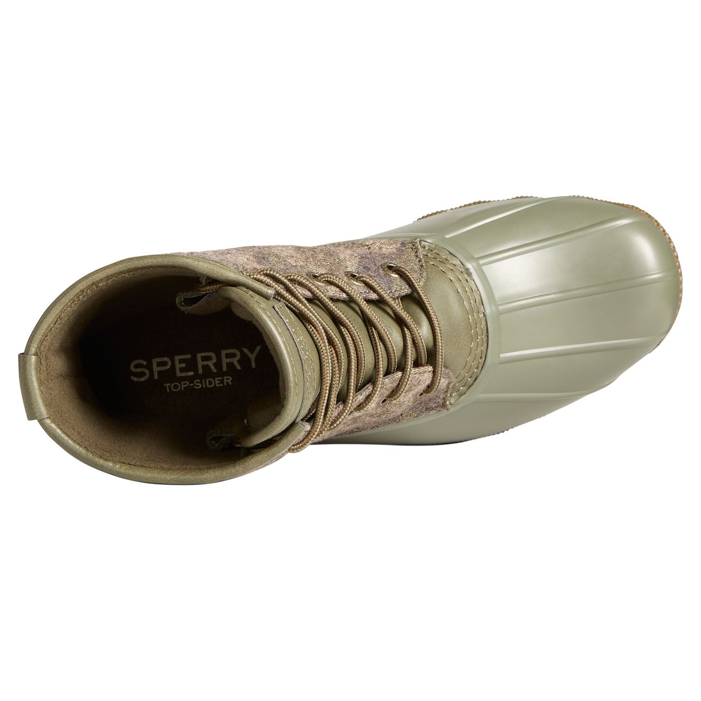 Peltz Shoes Men's Sperry Saltwater Rain Boot OLIVE CAMO STS23702