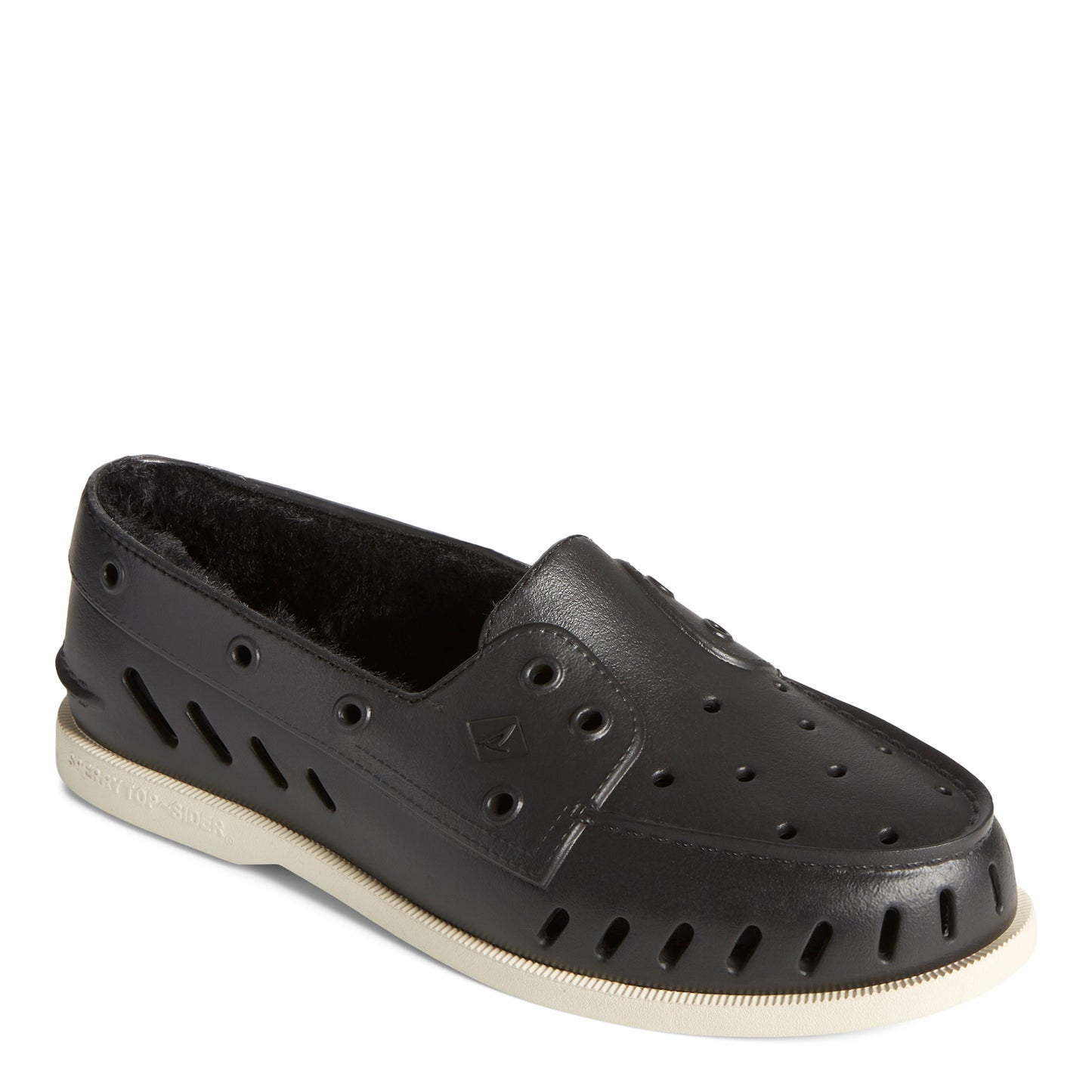 Peltz Shoes Men's Sperry Authentic Original Float Cozy Boat Shoe BLACK STS23884