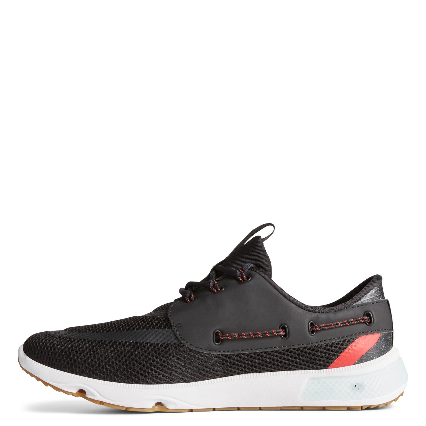 Peltz Shoes Men's Sperry 7 Seas 3 Eye Sneaker BLACK / RED STS23914