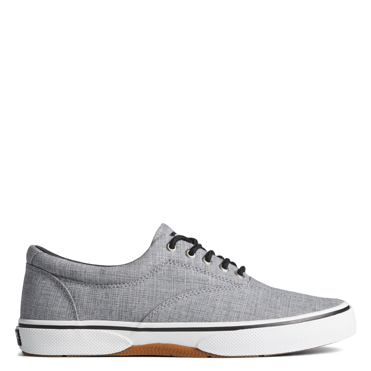 Peltz Shoes Men's Sperry Halyard CVO Sneaker BLACK LINEN STS24055