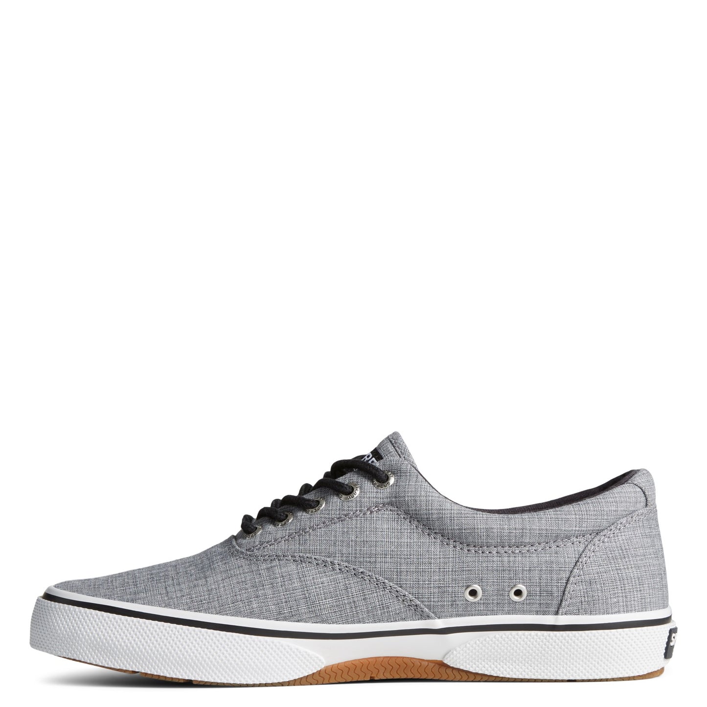 Peltz Shoes Men's Sperry Halyard CVO Sneaker BLACK LINEN STS24055
