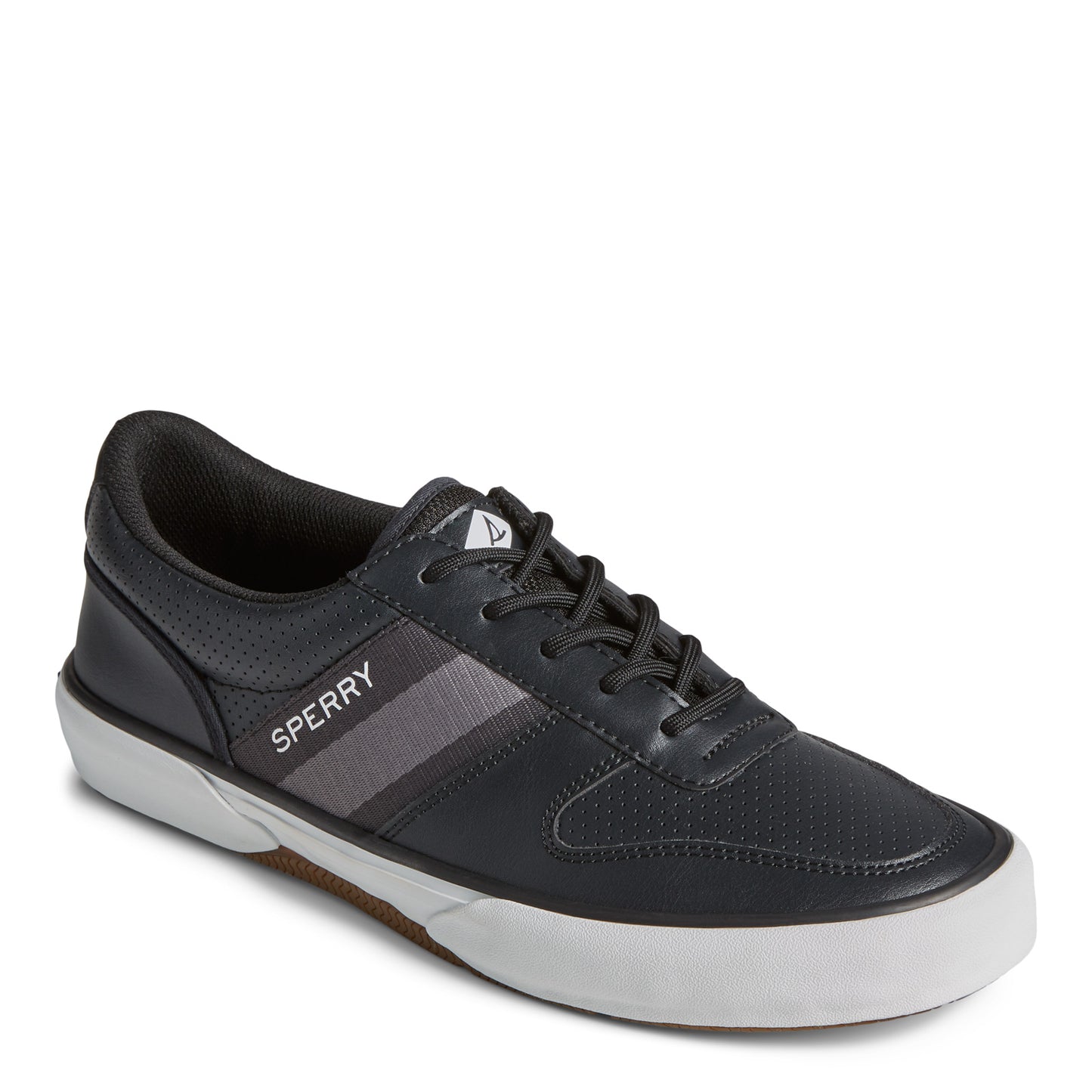 Peltz Shoes Men's Sperry Halyard Retro Sneaker BLACK STS24064