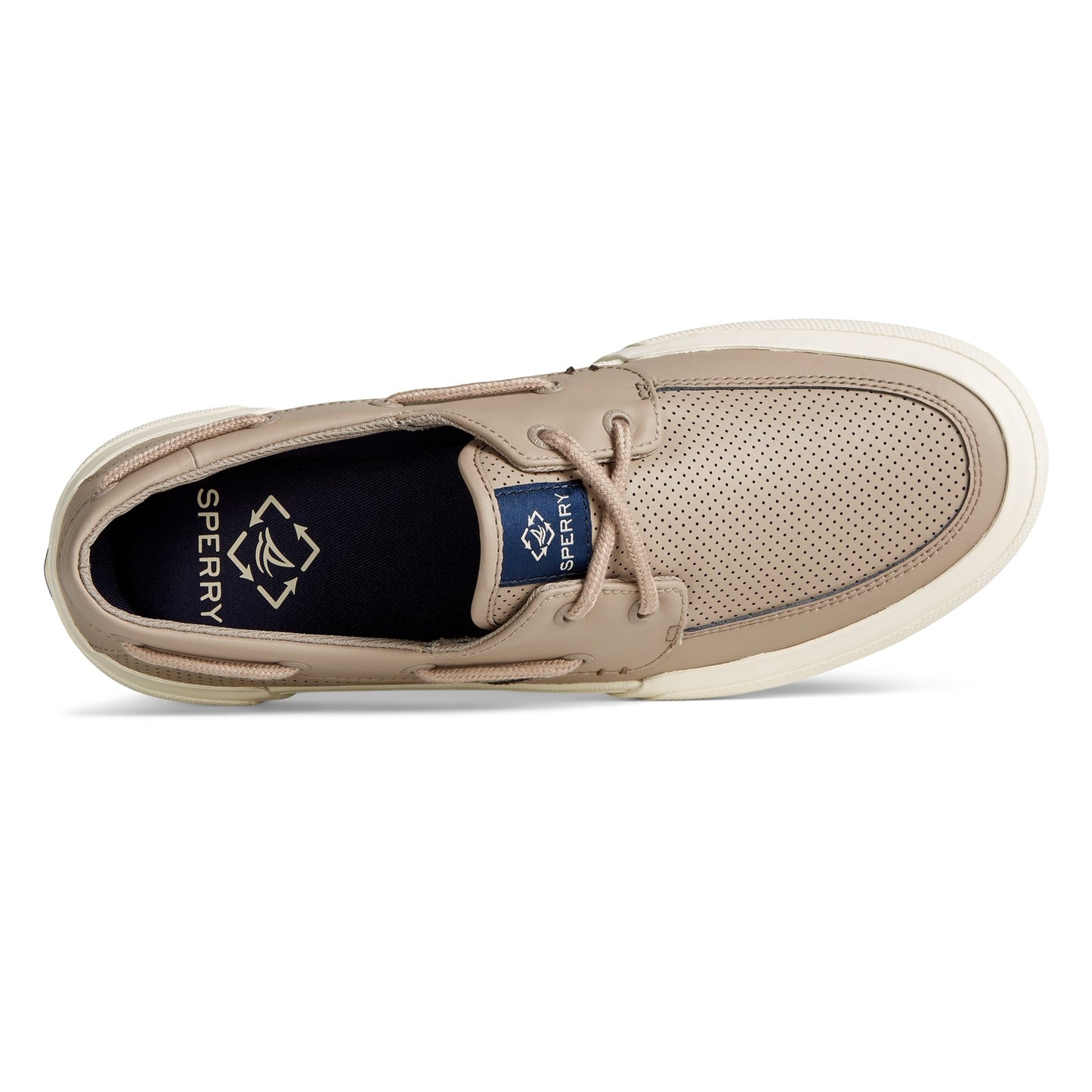 Peltz Shoes Men's Sperry Soletide 2 Eye Seacycled Sneaker TAUPE STS24154