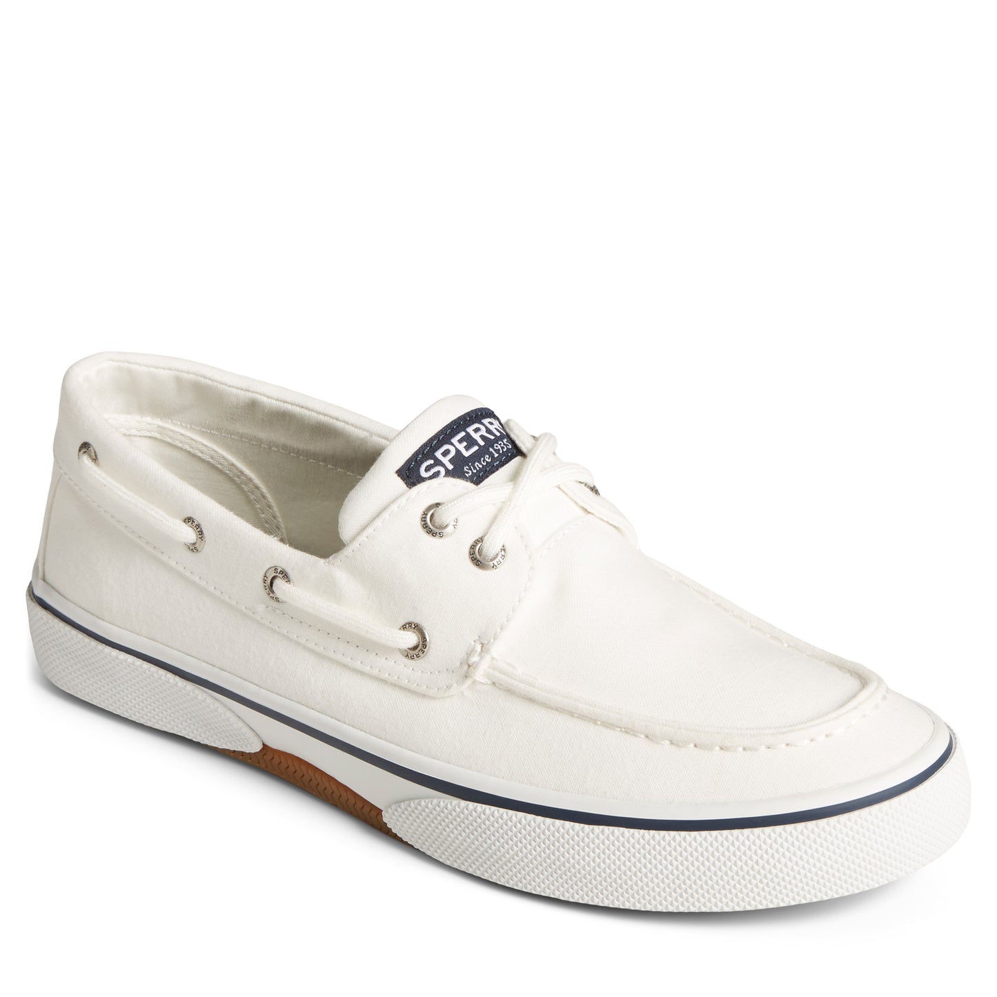 Peltz Shoes Men's Sperry Halyard Boat Shoe WHITE STS24402