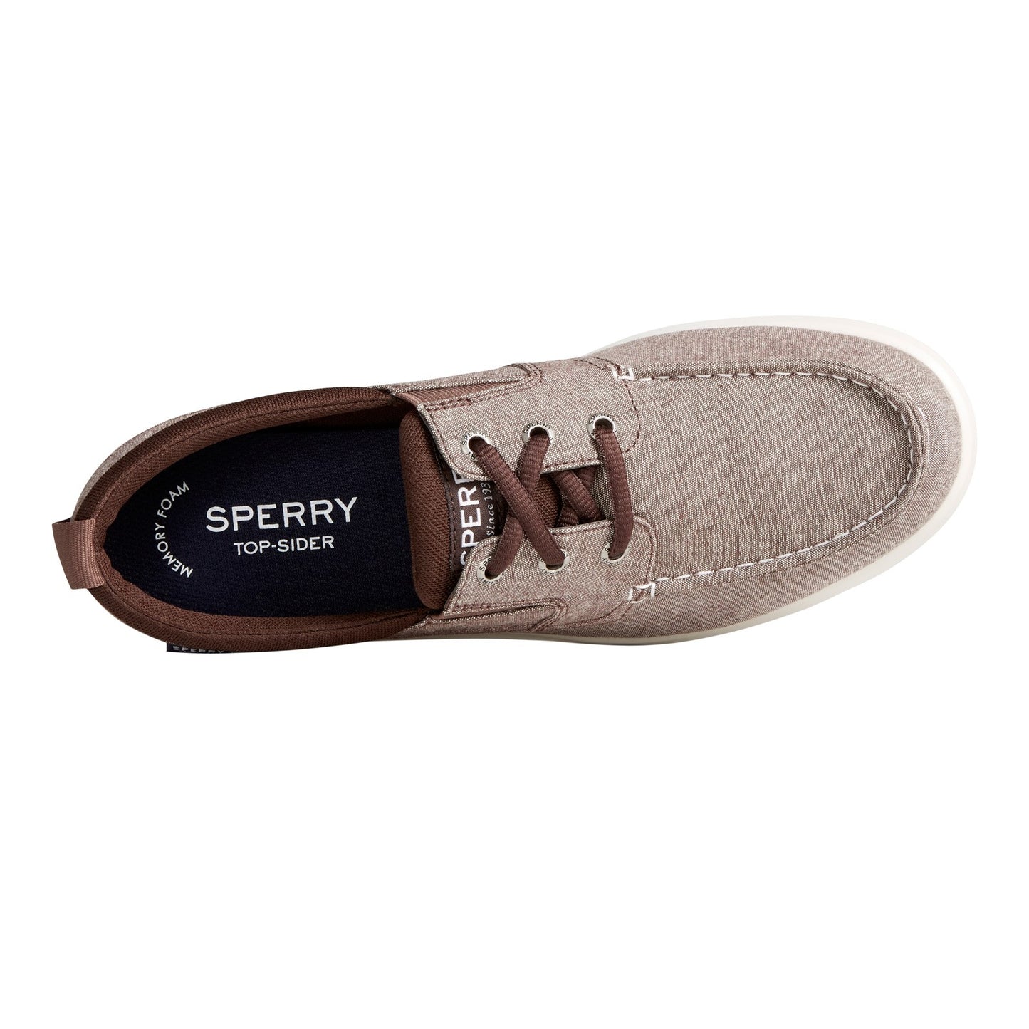 Peltz Shoes Men's Sperry Bowrider Plushstep 3-Eye Slip-On BROWN CHAM STS24843
