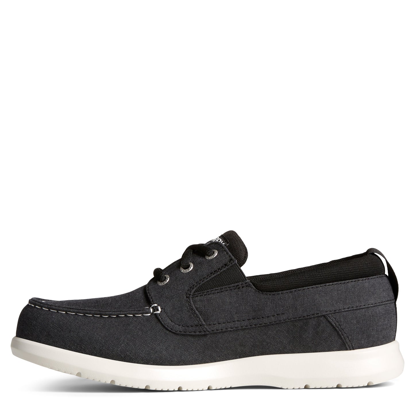 Peltz Shoes Men's Sperry Bowrider Plushstep 3-Eye Slip-On CHAMBRAY BLACK STS24844